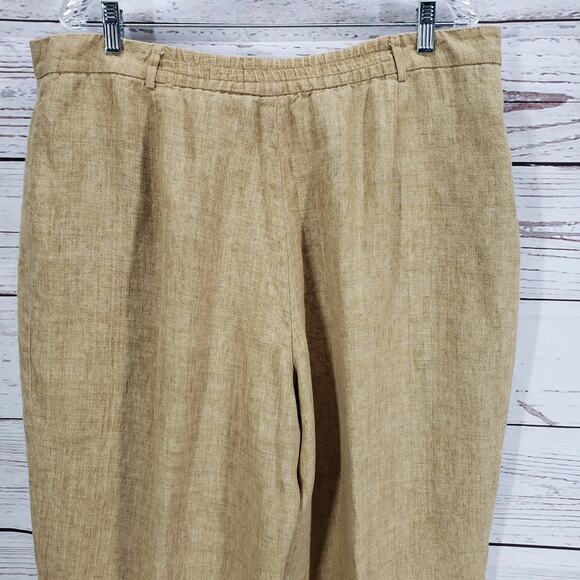 Crossing Pointe Women's 100%Linen  Brown Ankle Pants Size 22 - Picture 3 of 12